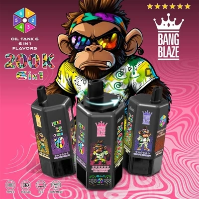 BANG BLAZE 200K 6 în 1: un bețișor în mână, șase arome din care să alegi, fum...
