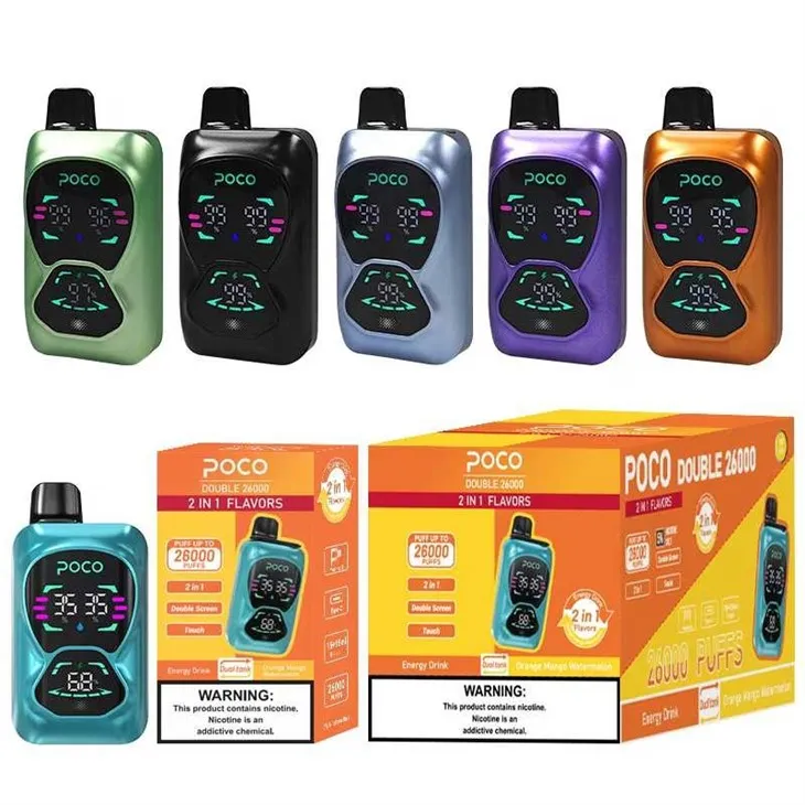 2-in-1-Double-Flavors-Poco-Vape-dB26000-26000-Large-Puffs-EU-Warehouse-Full-Screen-E-Cigarette-Dual-Mesh-Coils-Disposable-Vape-Vaper 2-in-1-Double-Flavors-Poco-Vape-dB26000-26000-Large-Puffs-EU-Warehouse-Full-Screen-E-Cigarette-Dual-Mesh-Coils-Disposable-Vape-Vaper
