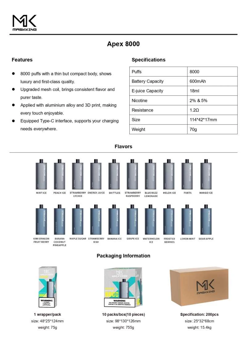 Free-Sample-Maskking-Apex-8000-Puffs-Disposable-Vape-Flavored-Electronic-Cigarette